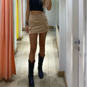 Denim cargo mini skirt Pull&Bear